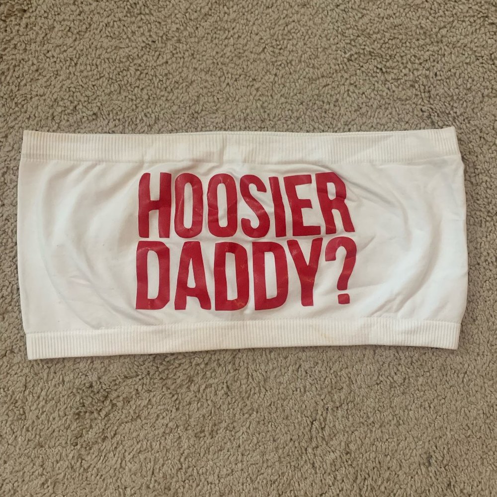 Indiana University "Hoosier Daddy" Crop-Top in Red and White